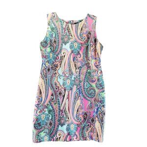 Tommy Hilfiger Dress Womens Size 16 Multicolor Paisley Sleeveless Sheath